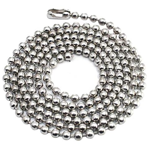 100pcs Nickel Plated Ball Chain Necklace,30 Inches Long 2.4mm Bead Size # 3 Metal Bead Steel Chain, Military Bead Chain, Dog Tag Necklace by Special100% Cover
