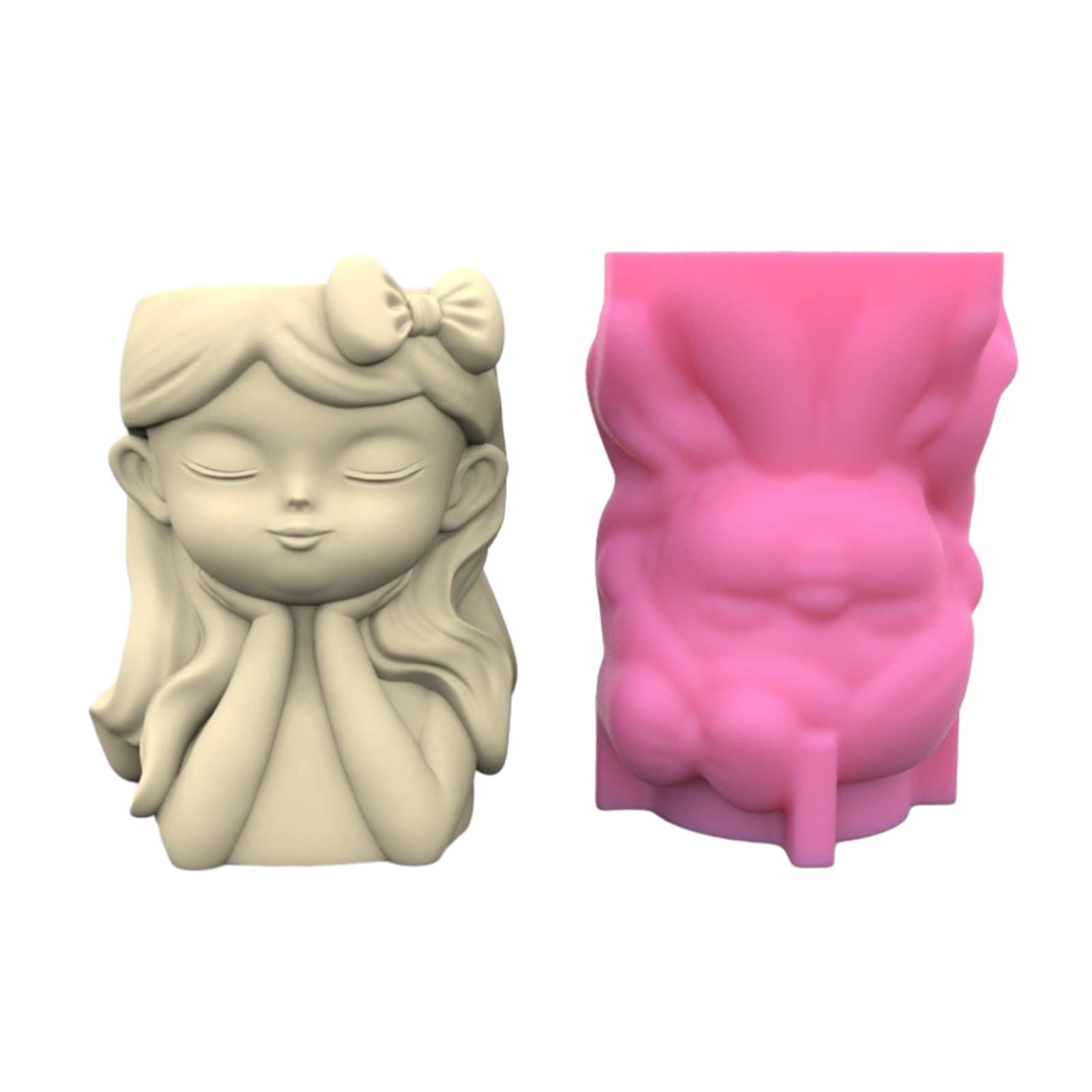NEWFT Flower Silicone Mold Girl Pen Holder Storage Box Container Mold with Wing Girl Planter Resin Mold