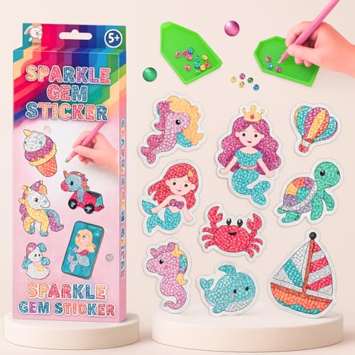 Image of Storio Art and Craft Sparkle Gems DIY Sticker Art Kit, Glitter Diamond Painting Set, Ages 4+