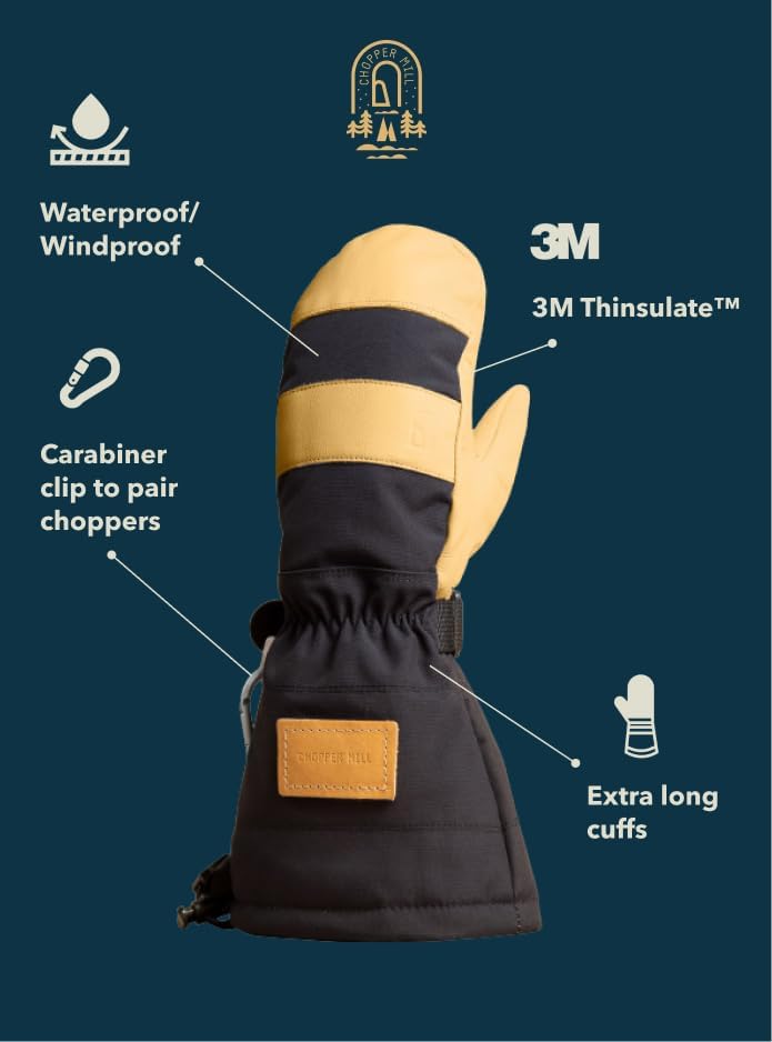 CHOPPER MILL Adult Mountain Mittens for Skiing, Snowboarding, Sledding, Insulated with Extra Long Cuff to Keep Hands Warm in Winter - Image 2