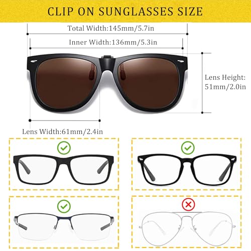 Polarized Clip On Sunglasses Over Prescription Glasses Anti-Glare UV Protection Flip-up Sun Glasses2