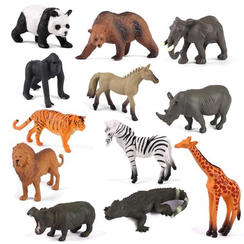 Maxmoc 12PCS Zoo Animals Toys Set Plastic Animals Toys