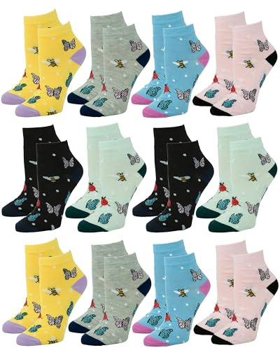 Image of Gelante 12-Pair Women's Ankle Socks, Colorful Comfortable Lightweight Breathable Athletic