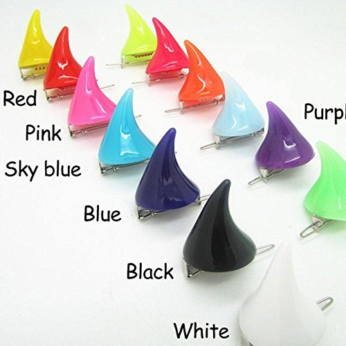 1 Pair Horror Gothic Cosplay Costume Small Demon OX Horn Halloween Hair Clip Pin Purple