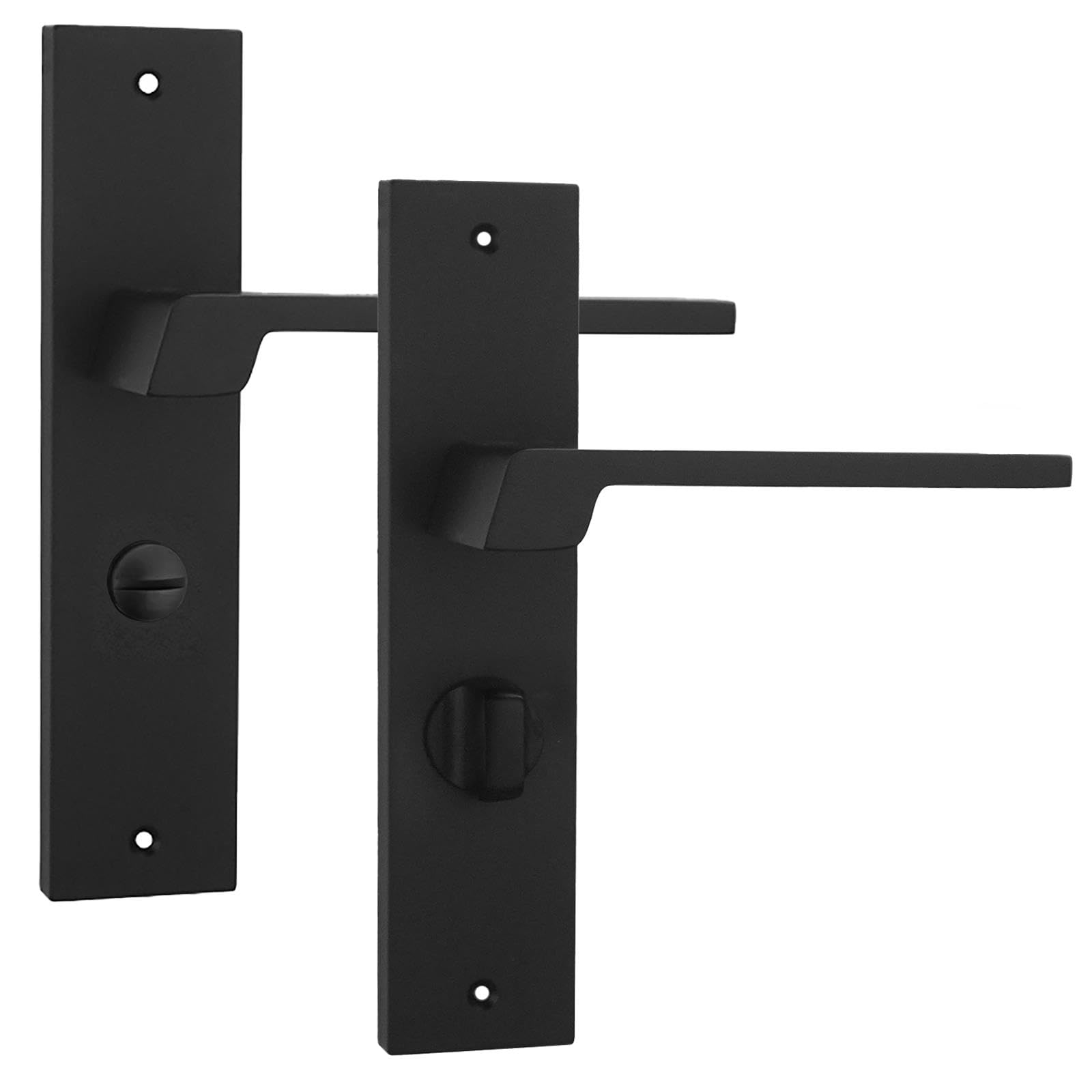 Decoranddecor Spectra Matt Black Keyhole Backplate Door Handles Set – Lever Door Handles with Backplate for Modern Internal Applications in Commercial and Residential Environments