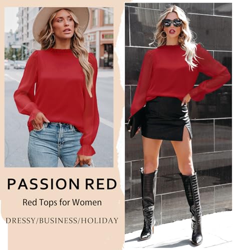 Image of Aifer Womens Blouses Dressy Casual Business Work Shirts Mock Neck Tops