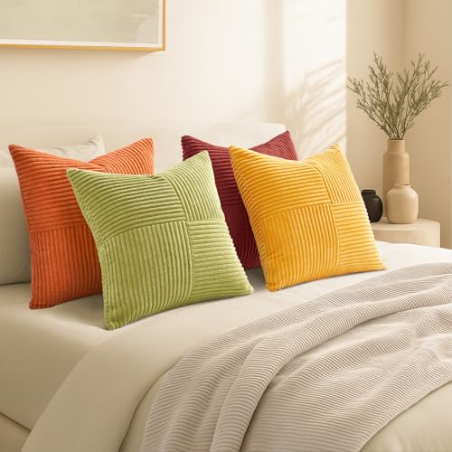 Topfinel Fall Burnt Orange Decorative Throw Pillows Covers 18x18,Soft Corduroy Square Throw Pillow Covers Set of 4,Western Farmhouse Cushion Cover for Couch Sofa Bedroom(Terracotta,Rust,Yellow) Topfinel Fall Burnt Orange Decorative Throw Pillows Covers 18x18,Soft Corduroy Square Throw Pillow Covers Set of 4,Western Farmhouse Cushion Cover for Couch Sofa Bedroom(Terracotta,Rust,Yellow)