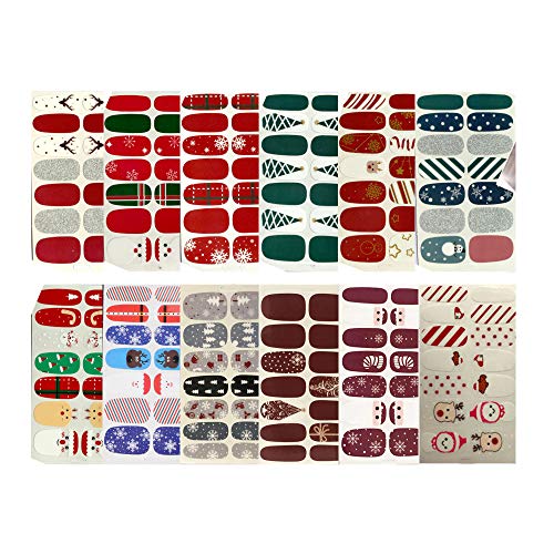 NAIL ANGEL 12pcs Nail Art Full-Cover Sticker Nail Art Wrap Christmas Series Full Cover Sticker Nail Strips for Women 3003