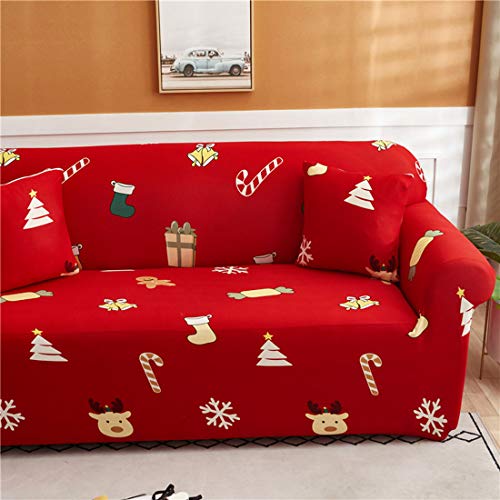 Verve Jelly Sofa Covers Stretch Fabric Settee Cover Furniture Protector for Sofa,3 Seater Sofa Slipcover Polyester Spandex for Living Room,Christmas Xmas Decor(3 Sofa Covers,185-230cm)