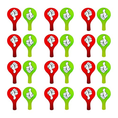 Pagaies Thumbs Up/Down en carton lot de 24 accessoires bicolores