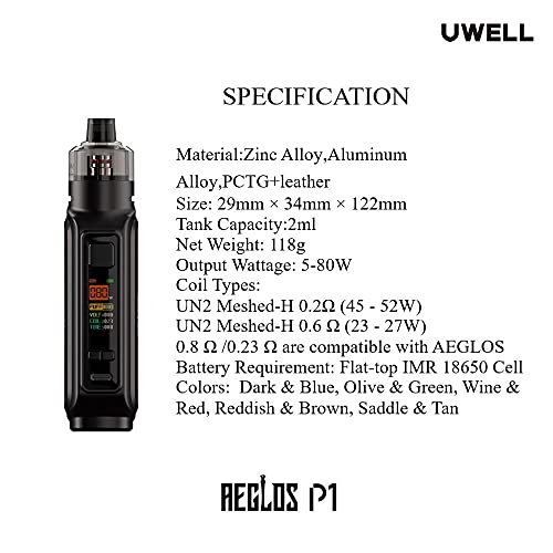Uwell Aeglos P1 Pod Mod E Zigaretten Set - 80 Watt - 4 ml Tankvolumen - Farbe: Olive Green – Bild 5