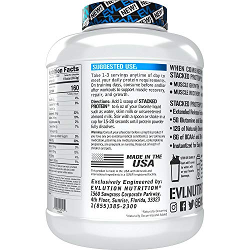 image for Evlution Nutrition Stacked Protein Protein Powder with 25 Grams of Pro