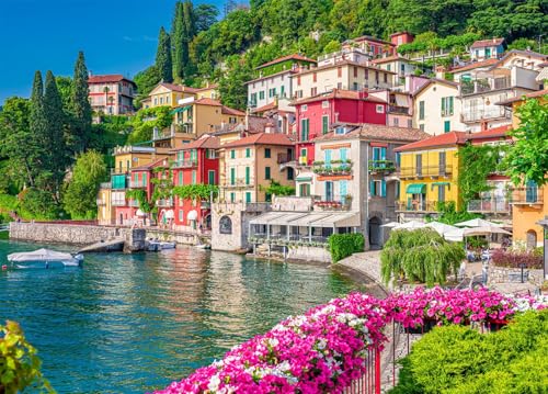 NALACAL Lake Como Jigsaw Puzzle for Adults 1000 Pieces Varenna Lombard Village of Lovers Ideal Gift for Puzzle Enthusiasts