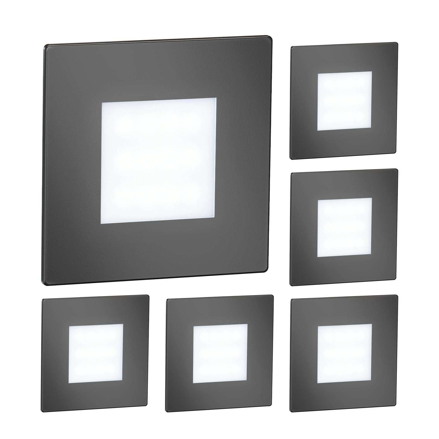 ledscom.de 6 LED Staircase Light/recessed wall Light FEX for Indoors and Outdoors Angular, Anthracite, 85 x 85mm, Cool White