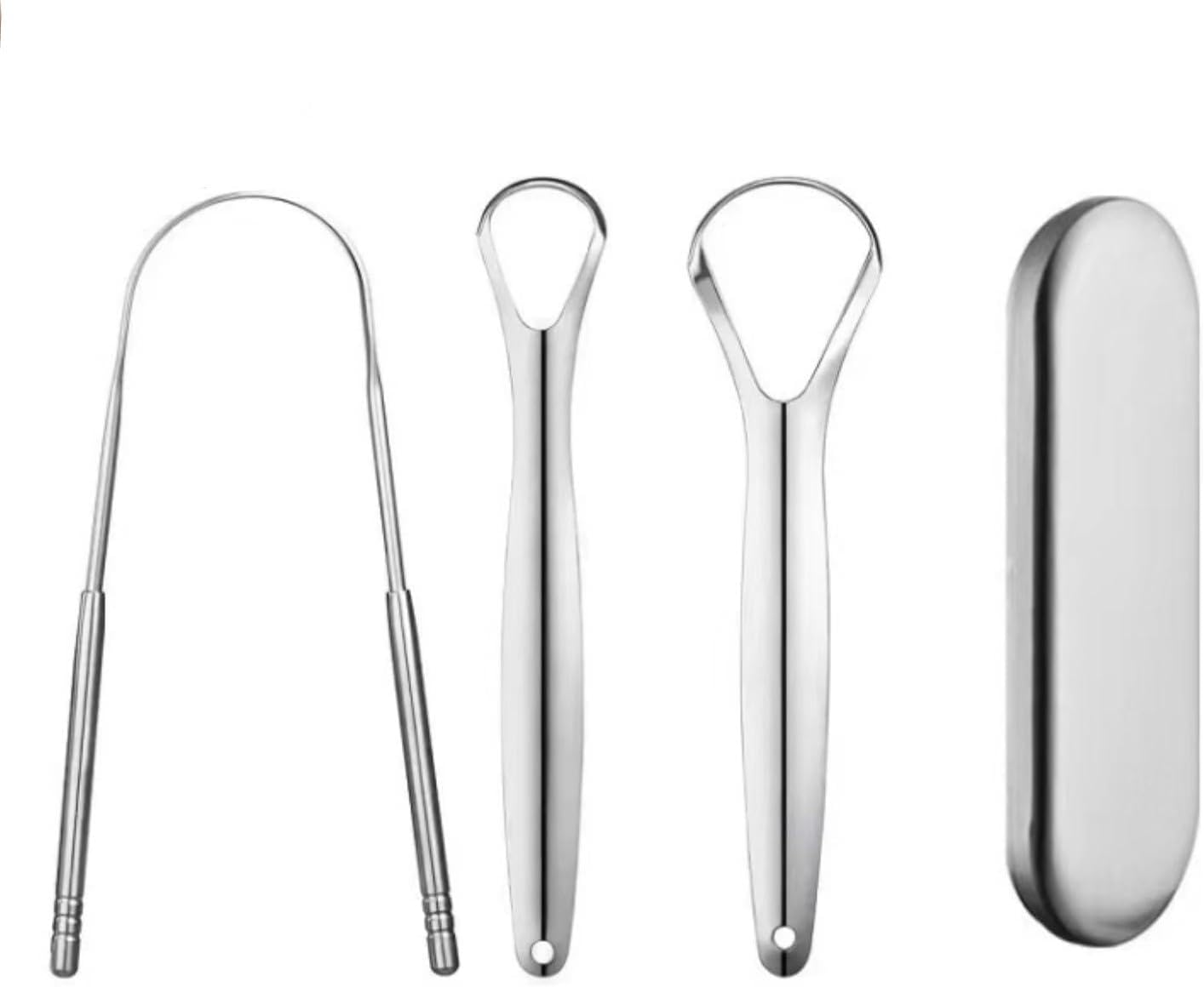 Tongue Cleaner, 3 Pieces Tongue Scraper Tongue Brush, Tounge Scraper, Stainless Steel Tongue Cleaner for Oral Care Cleaner, Against Bad Breath Heals Bad Breath
