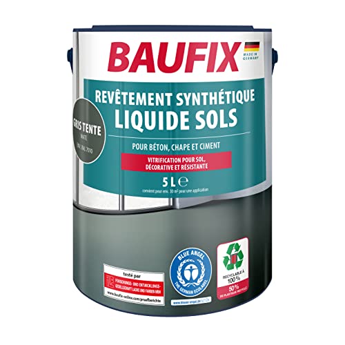 Baufix Revêtement synthétique liquide Sols gris foncé, mate, 5 litres, Peinture sol & béton, Peinture respirante pour intérieur et extérieur, pour...