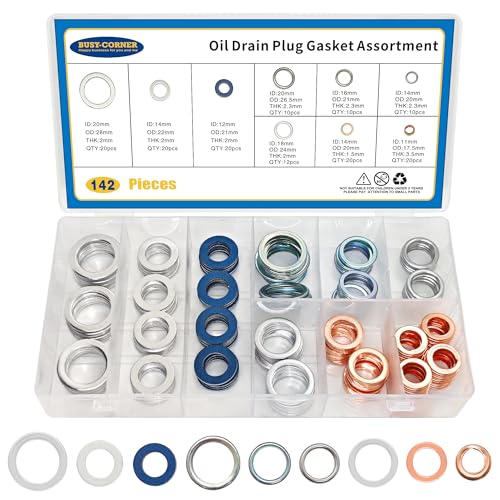 Image of 142 PCS Oil Drain Plug Gasket Assortment, Automotive Oil Crush Washers Seals Kit, M11 M12 M14 M16 M18 M20