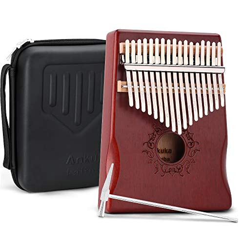 Ankuka Kalimba Thumb Piano 17 Keys with Mahogany Wood, Finger Piano Builts-in Waterproof Protective Box, Easy to Learn Portable Musical Instrument,Gift for Kids Adult Beginners (Mahogany)