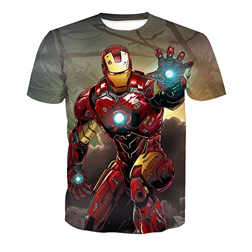 Hojoo Camiseta Unisex Camiseta Estampada 3D T-Shirt Hombres Mujeres Sudadera Iron Man XXS