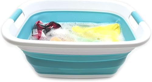 Miniatura 4 de SAMMART - Canasta plegable de plástico para ropa sucia, recipiente de almacenamiento  organizador, tina de lavado portátil, para ahorro de espacio