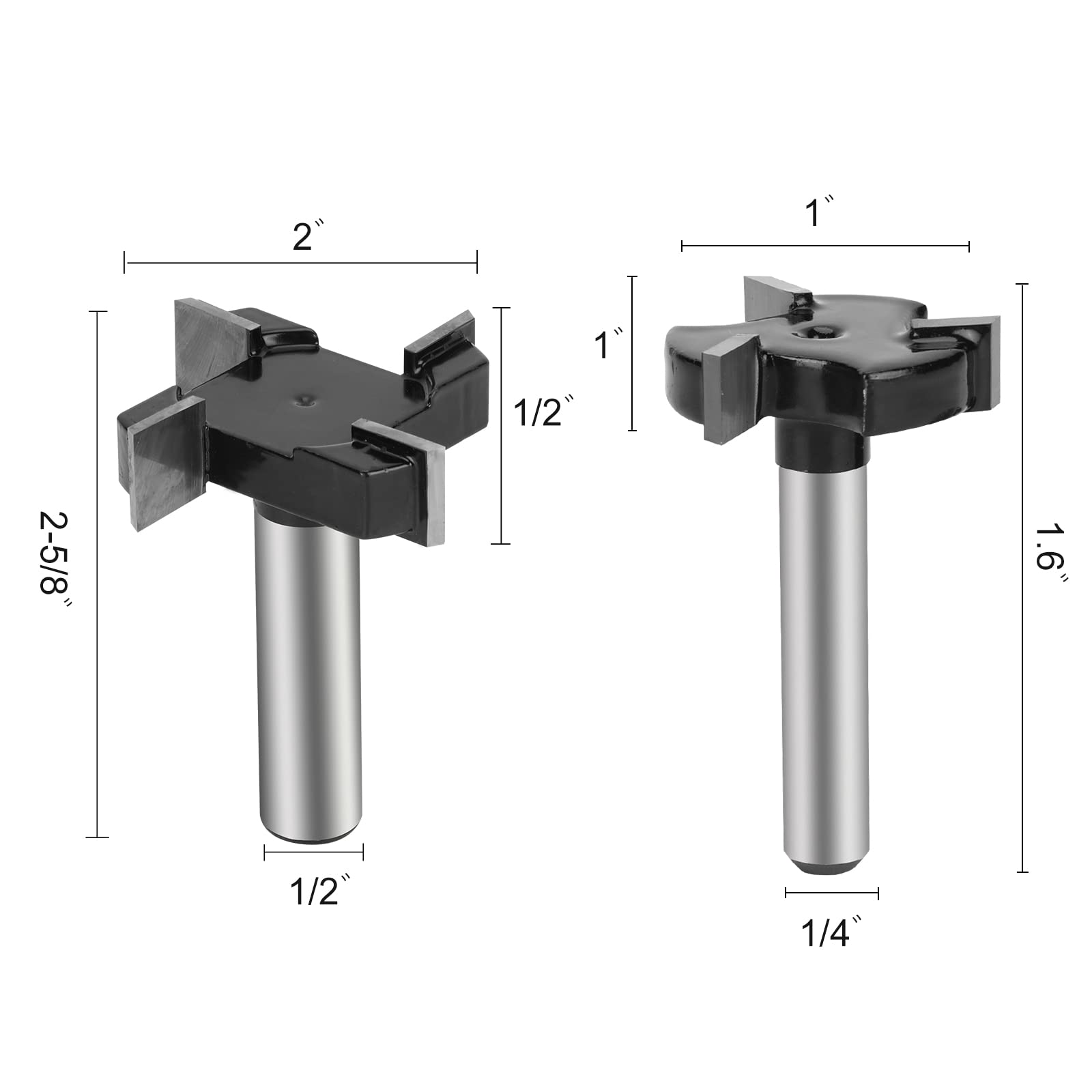 Yueqing Zhongji CNC Spoilboard Surfacing Router Bits 1/4 inch Shank 1inch Cutting Diameter plus 1/2 inch Shank 2inch Cutting Diameter Slab Flattening Router Bit Planer Perfectly forSurfacing - Image 2
