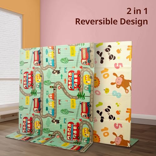 Image of LuvLap Jungle Time Double Sided Water Proof Baby Floor Mat, Multicolor, Reversible Floor mats for Kids, Baby mats for Floor, Crawling Baby, Extra Large Size, 6'5 inch x 4'10 inch (195.5cmx147cm), 0.8cm Thick