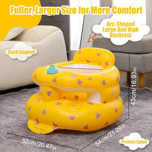 Image of Upgraded Inflatable Baby Seat for 3-36 Months, Baby Chair Sit Me Up Floor Seat - Clip to Table Leg. No Tipping. + Front Guard Anti-Tip, Back Support for Infants Learning to Sit Up + Built-in Air Pump