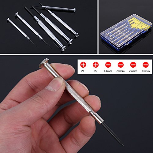 Precision Screwdriver Set,Small 6Pcs Different Size Flathead and Phillips Screwdrivers for Eyeglass, Toys,Watch, Jewelers, Electronic Devices, Game Controllers, DIY Projects (6PCS, Black)