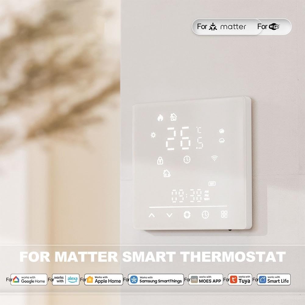 Matter Smart Thermostat für Tuya für moes WLAN Heizung Temperaturregler Fußbodenheizung Wandheizung 230V für weiß(GB-Wifi)