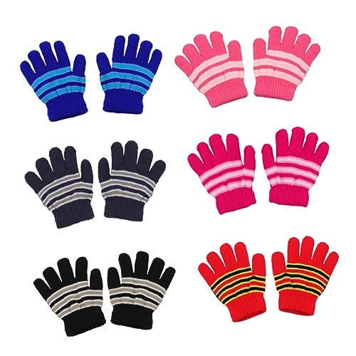 6pairs Boys and Girls Knitted Gloves Mittens Warm Winter Gloves for Years Old Full Finger Hand Mittens Easy Wear and Maintain
