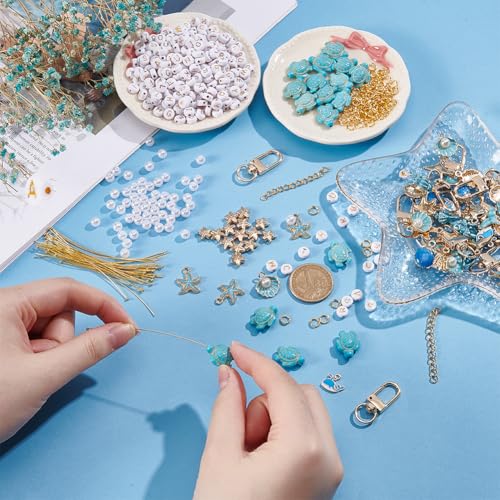 Kit de llaveros de conchas marinas SUNNYCLUE: manualidades completas sin piezas faltantes 4
