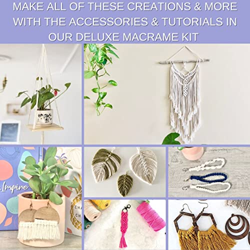 Chacha&Chicky Macrame Kit For Adults And Beginners -Make 16 Projects- Earrings, Plant Hangers, Shelf, Wall Hangings, Key Chain, Diy Home Décor Projects. Wooden Beads, Supplies And Soft 3Mm Cotton Cord #TOP3