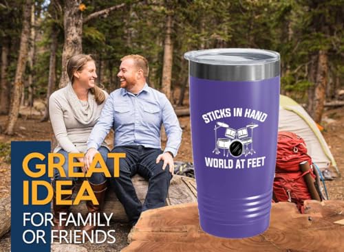 Drummer Purple Edition Viking Tumbler 20oz - Sticks in hand - Musician Percussionists Guitar Drum Composer Perform Instrument Player miniatura 2