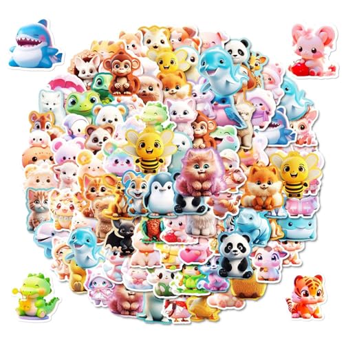 100 Fogli Adesivi Animali Cartone Animato, Adesivi Animali Carini, Adesivi Decorativi Per Bambini, Adesivi Per Album, Adatti Per Libri, Computer Portatili, Zaini, Borse Di Cancelleria