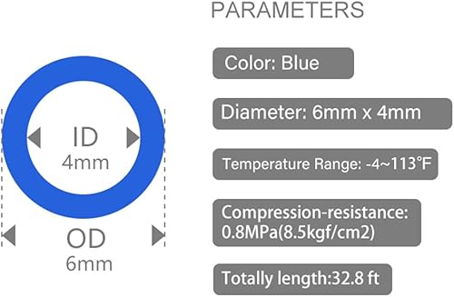 Miniatura 2 de Quickun Tubo neumático de poliuretano de 0.236 in x 0.157 in, manguera de aire para compresor de aire o transferencia de fluidos (azul 32.8 pies32.8