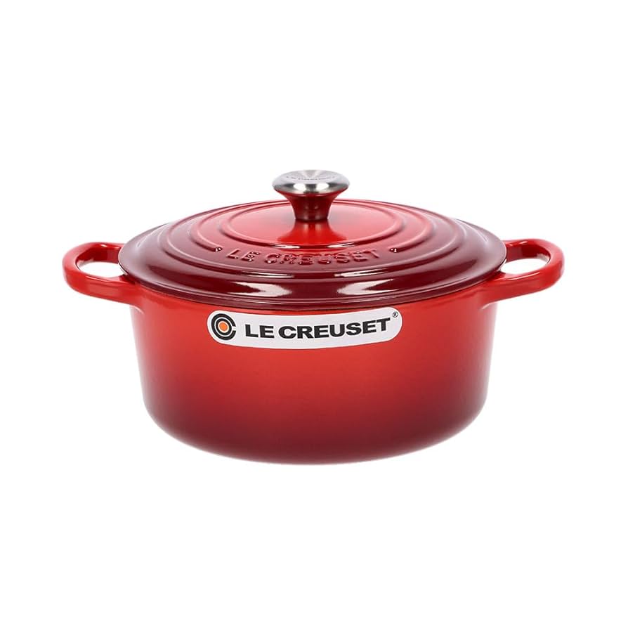 【美品】LE CREUSET　ココット ロンド チェリーレッド　22cm シグニチャー ココット・ロンド 22cm チェリーレッド (ブラック