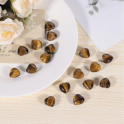 Nupuyai 12pcs Tiger's Eye Crystal Heart Love Palm Worry Stone for Chakra Healing Carved Stone for Home Decoration 1.5cm - Image 3