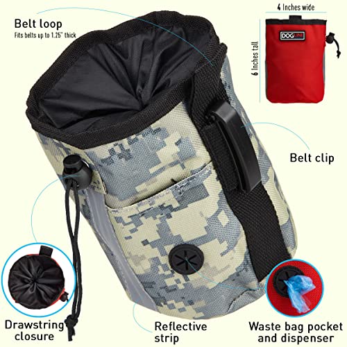 Image of Dogline Dog Treat Pouch: Puppy Training Bag, Pet Kibbles and Snacks Holder, Litter Waste Bags Dispenser with Adjustable Drawstring Closure, Large Capacity with Mesh Pocket, Strong Nylon Material