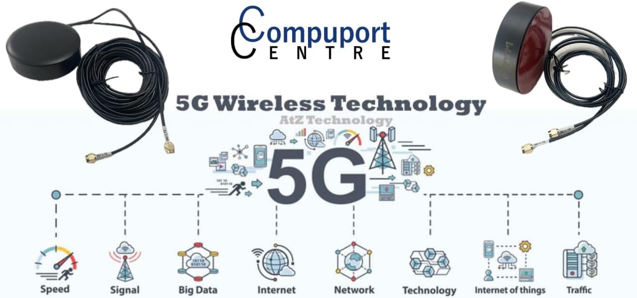 The CompuPort 5G Cellular Omni-Directional Magnetic/Adhesive Mount Puck Antenna is Designed for a Range of Cellular Applications, Including IoT Devices. Dual-Diversity 2x3' SMA Male Cable