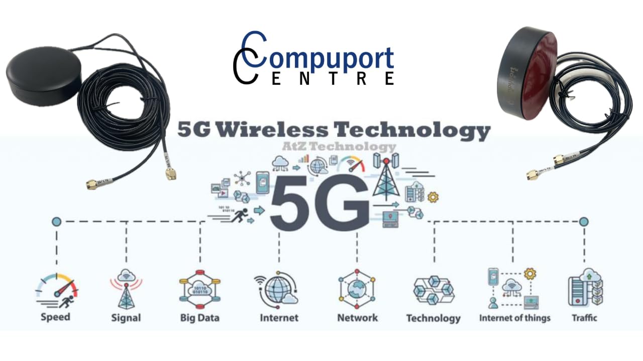 L'antenne de palet de montage magnétique et adhésif CompuPort 5G Cellular Omni-Directional est conçue pour une gamme d'applications cellulaires, y compris les appareils IoT. Câble mâle SMA double