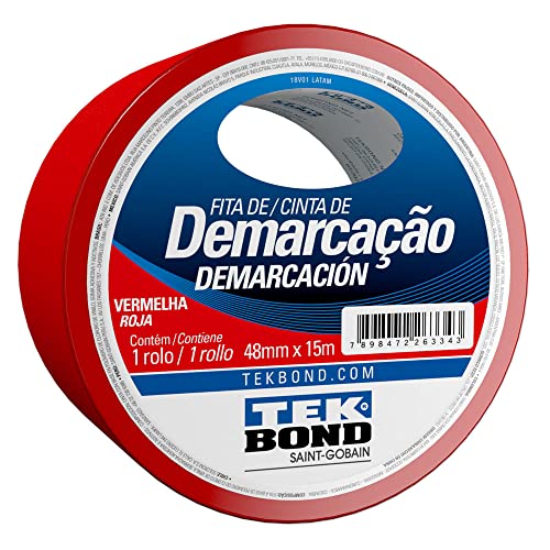 Fita Demarcação de solo Tekbond vermelha 48mmX15m