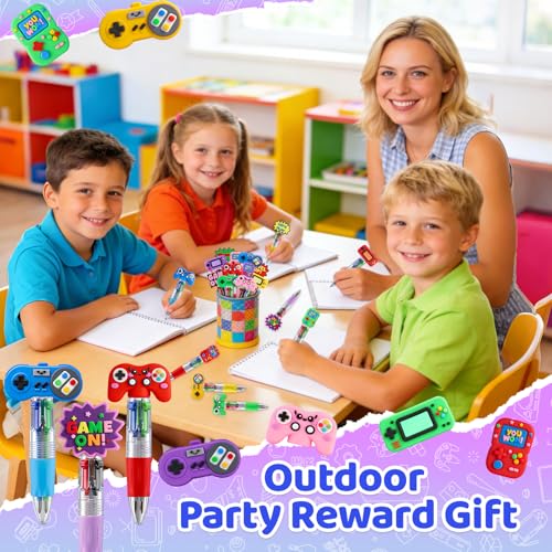 Image of CZWZ 30Pcs Mini Multicolor Pens in One 4-in-1 Cute Pens Bulk for Kids, Ballpoint Pen for Birthdays and Children's Parties, Fun Gifts Assorted Ink Kawaii Pen(Vedio Game)
