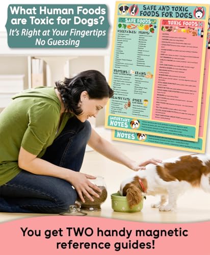 Image of Magnetic 8.5x11 Safe and Toxic Foods for Dogs Magnet Pet Safety Chart and Canine Nutrition Guide, Waterproof & Humidity-Resistant (Pack of 2)