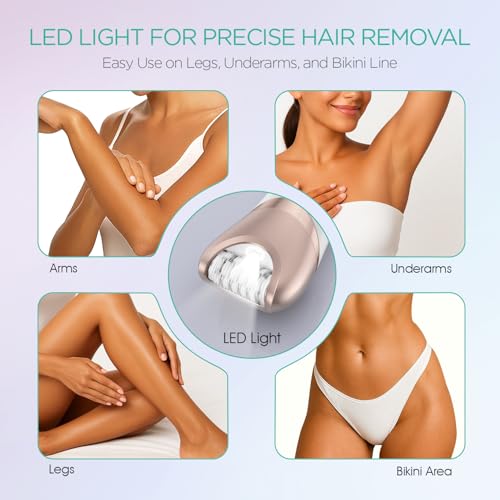 VOYOR Epilator for Women Cordless & Rechargeable, Epilator Hair Removal with 30 Tweezers,3 in 1 Epilators with Electric Lady Shaver and Foot File,Hair Removal Device for Arm Leg BM300 (Champagne Gold) - Image 3