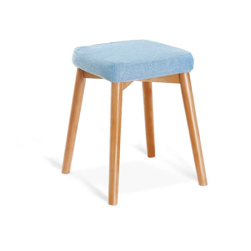 Taburete para tocador y mesa de maquillaje pequeño de madera maciza con asiento simple de tela