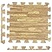 LaFamille Wood Grain Floor Mat Foam Interlocking Puzzle Wood Mat for Kids, Gym, Basement 1'x1' with Borders (9 Tiles (9 Sq ft), Light)