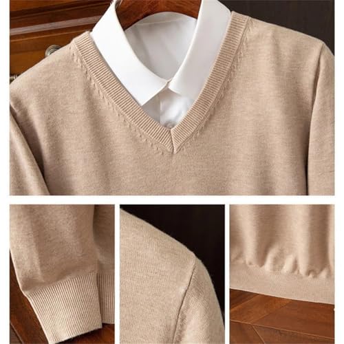 Men's Wool Sweater V-Neck Long Sleeved Pullover Cashmere Knitted Bottom Tops3