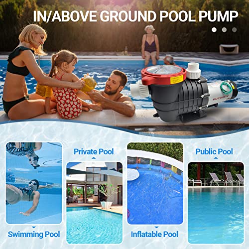 Autogen Swimming Pool Pump, 2.0 Hp 8000 Gph 115V/230 V, 1500 W Dual Voltage Inground/Above Ground Swimming Pool Pump With Strainer Basket And Drain Plug 60Hz Silent Operation, Ul For Security #TOP3