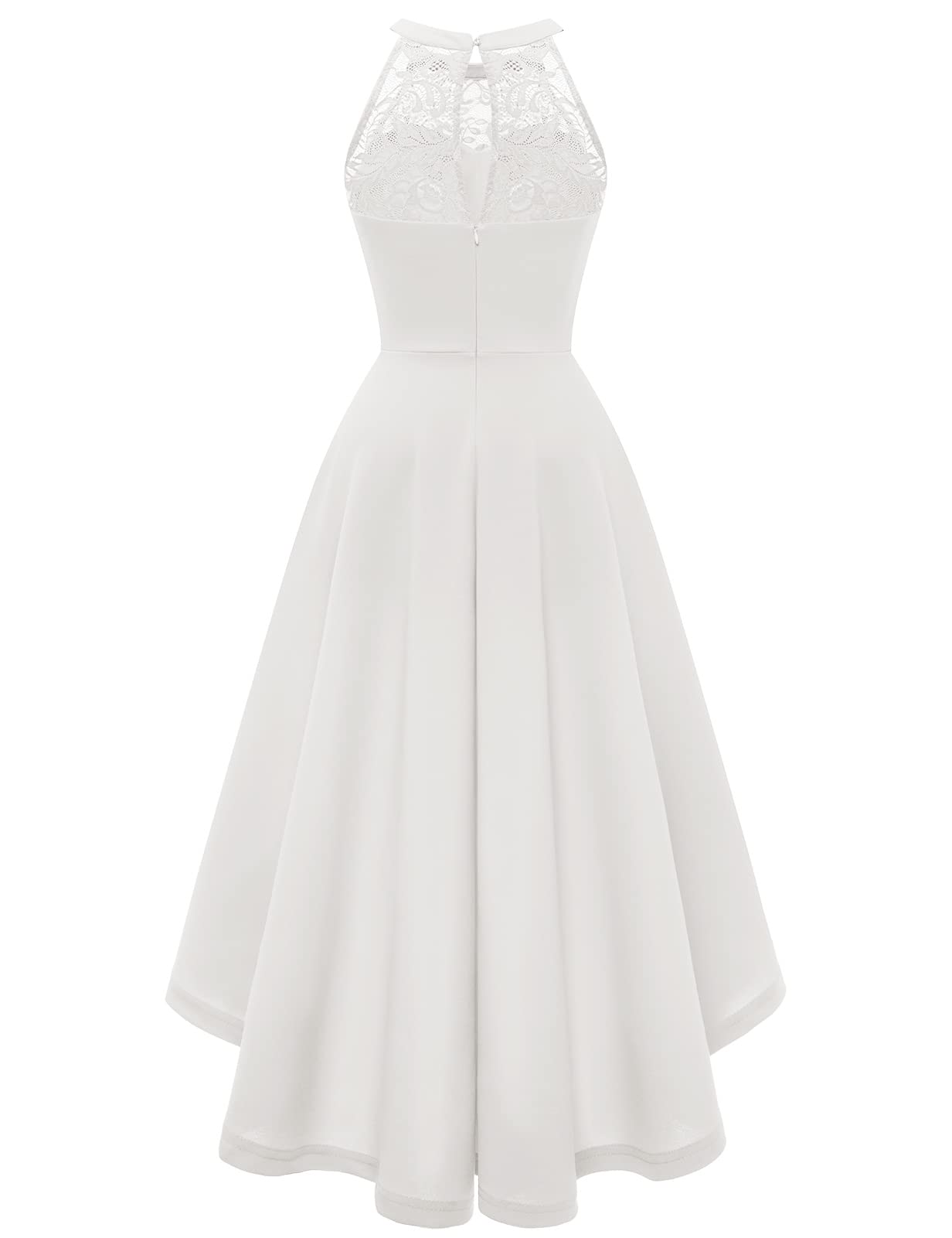 Bbonlinedress Abito Estivo delle Donne Halter Alto Basso Abito da Cocktail Abiti Festivi Abito da Sposa Abiti da Sera Eleganti per Matrimonio-1Ivory 3XL