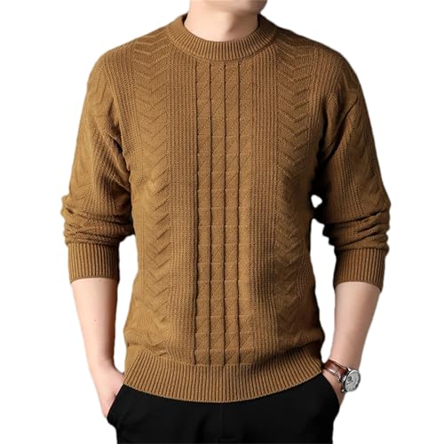 Men'S Knitted Loose Sweater Pullover Solid Color Autumn and Winter Loose O-Neck Long-Sleeved Casual Sweater